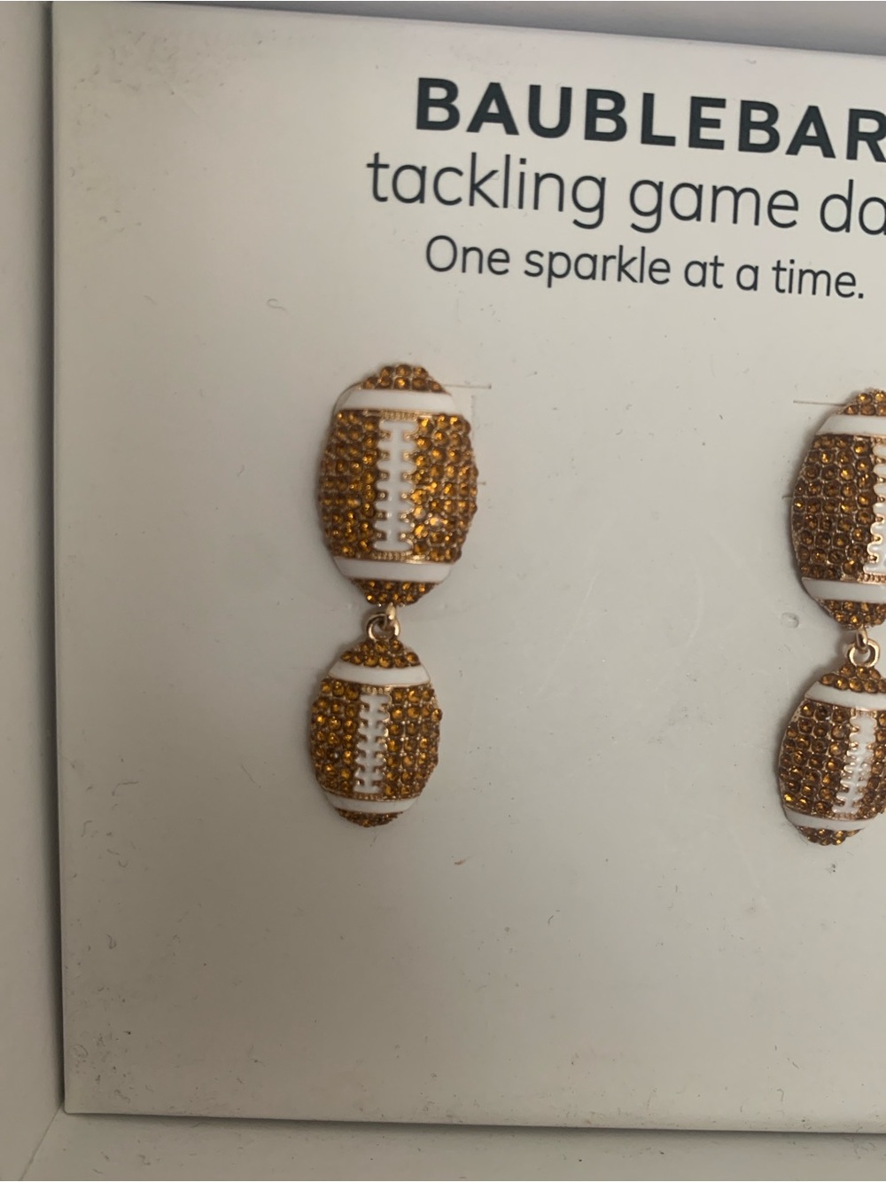 BaubleBar Gold and White Football Drop Earrings - Picture 2 of 3